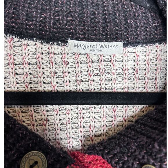 Margaret Winters Boho Classic Colorblock Patchwork Chunky Knit Sweater Cardigan - Picture 7 of 9